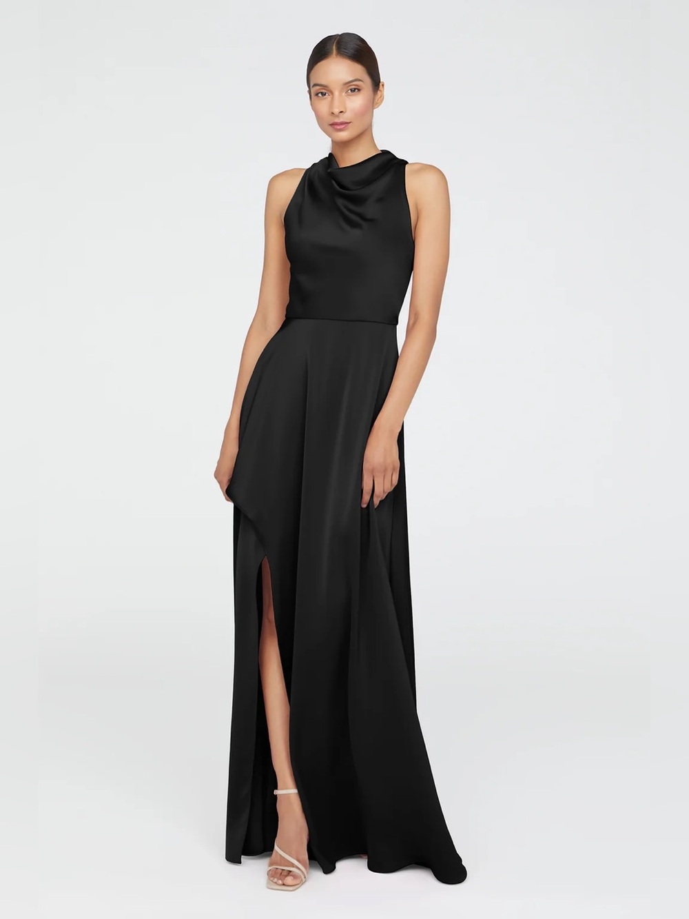 THEIA Amara Cowl Drape Gown Black Sleeveless Gala Cocktail Evening 8